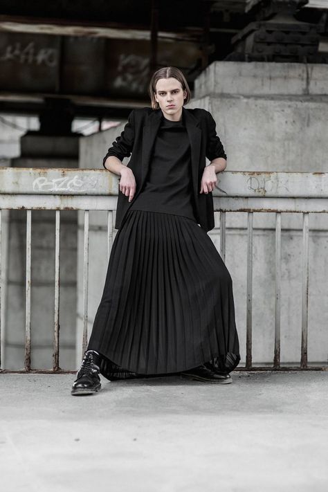 [Gvidas] by wdx.deviantart.com on @DeviantArt Men’s Skirt, Men In Long Skirts, Guys In Skirts Fashion, Long Skirt Men, Man In Skirt, Men In Dresses, Men In Skirts, Non Binary Fashion, Genderqueer Fashion