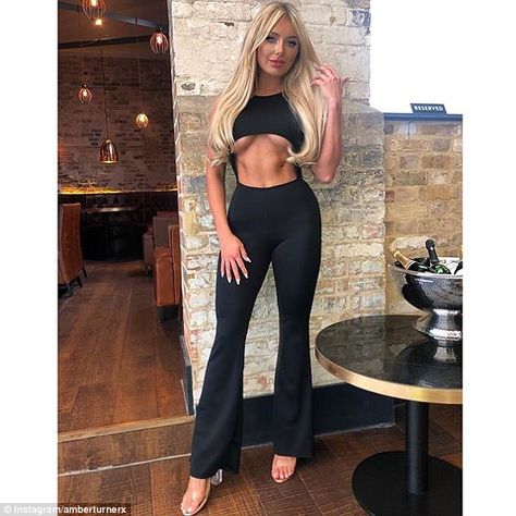 Sizzling snap: Amber Turner set pulses racing  as she showed off her ample assets and tone... Amber Turner, Instagram Snap, Toned Abs, New Instagram, Reality Show, Two Piece Pant Set, Amber, Cut Out, Jumpsuit