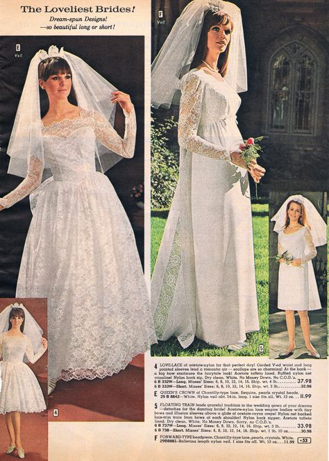 Aldens catalog 60s Aldens Catalog, 60s Wedding Dress, Wedding Dresses 60s, 60s Wedding, Vintage Bridal Fashion, Old Wedding, Wedding Dresses Images, Easter Dresses For Toddlers, Bridal Gowns Vintage