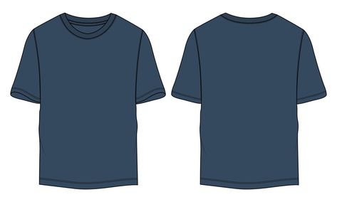 T Shirt Template Front And Back, Tshirt Template Front And Back, Plain Blue T Shirt, Tshirt Vector, Blue Colour Shirt, Fashion Flat Sketch, Color Template, Kaos Oblong, Sea Blue Color