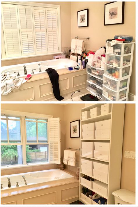 Before and After: Bathroom Organization Organize Before And After, Organization Before And After, Organizing Before And After, Decluttering Before And After, Declutter Before And After, Custom Closet Design, Organizing Services, Bedroom Organization, The Shire