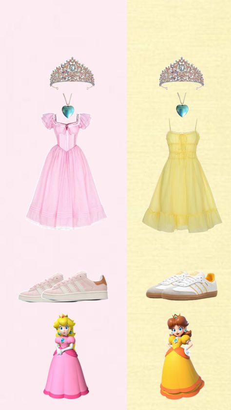 Princess peach and princess daisy 🌼 #duo #halloween #mariobros #peaches #trend Halloween Duo Costumes, Peach And Daisy, Fun Halloween Outfits, Halloween Duo, Halloween Duos, Duo Costumes, Princess Daisy, Wiener, Summer Kids