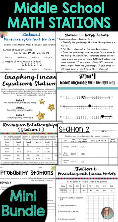 Middle School Student Center, Math Stations Middle School, Station Teaching, Mathematical Practices, Spiral Math, Math Station, Grade 6 Math, Sixth Grade Math, Middle School Math Classroom