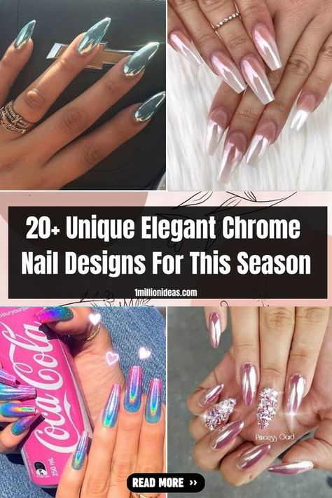 Chrome nail is one of the unique nail styles that is especially loved by bold girls. Although it has only debuted for… Gel Nails Ideas Chrome, Chrome Dip Nails Designs, Chrome Nail Art Designs Ideas, Chrome Nail Color Ideas, Chrome Nails 2024, Chrome Acrylic Nails Designs, Good Chrome Nails, Chrome Gel Nails Ideas, Best Chrome Nails