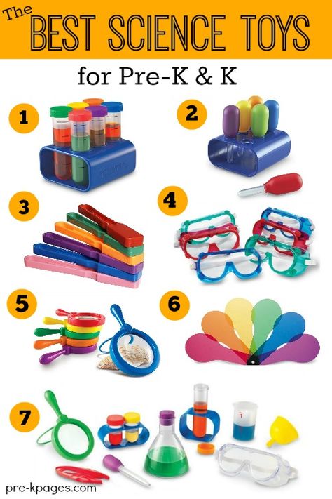 Best Science Toys for Preschool and Kindergarten. Fun, hands-on science tools to support STEM learning! Science Center Preschool, Prek Science, Teacher Diy, Pre-k Science, Science Area, Science Centers, Preschool Stem, Preschool Science Activities, Science Experiments For Preschoolers