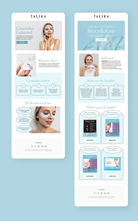 Email design for cosmetics brand Email Advertising Design, Email Ads Design, Beauty Newsletter Design, Cosmetics Email Design, Cosmetic Email Design, Skin Care Email Design, Editorial Email Design, Skincare Email Design, Beauty Email Design