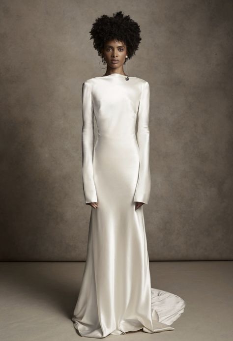 Danielle Frankel, Sleeve Gown, Long Sleeve Gown, Bridal Fashion Week, Satin Gown, Silk Wool, Wedding Dress Inspiration, Wedding Looks, Looks Vintage