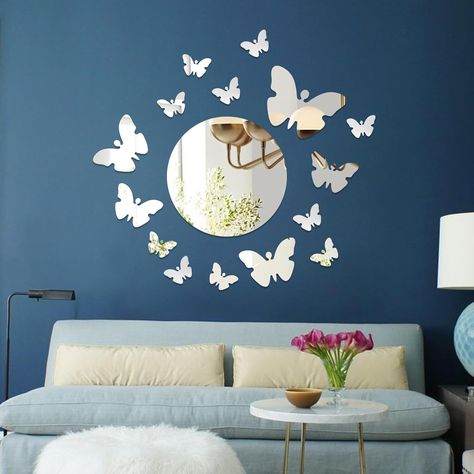 16 Pieces Butterfly 3D Acrylic Mirror Wall Decor Stickers, 2MM Thick Removable Butterfly Mirror Wall Stickers DIY Mirror Mural Stickers for Home Living Room Bedroom Mirror Mural, Acrylic Mirror Wall Decor, Mural Stickers, Butterfly Mirror, Butterfly 3d, Creative Diy Gifts, Childrens Playroom, Decor Stickers, Mirror Stickers