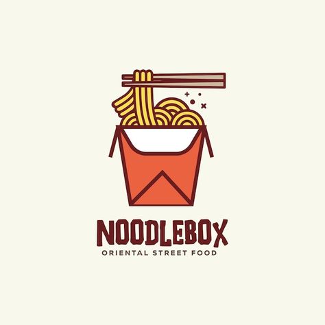 Vector noodle logo with paper bag vector... | Premium Vector #Freepik #vector #noodle-logo #ramen-logo #noodle #delicious-icon Fried Noodles Logo, Noodles Logo, Ramen Logo, Noodle Logo, Noodle Shop, Noodle Restaurant, Chef Logo, Noodle Bar, Logo Samples