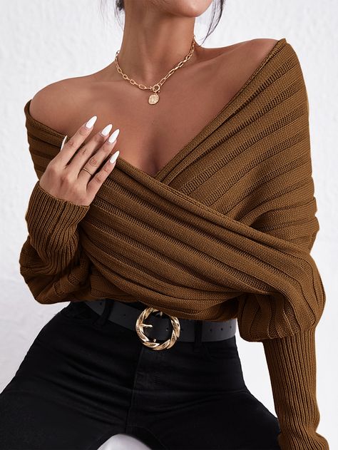 Knit Wrap Sweater, Batwing Sleeve Sweater, Chic Sweaters, Knit Wrap, Wrap Sweater, Dressy Casual, Sweater Sleeves, Chunky Knit, Fall Fashion