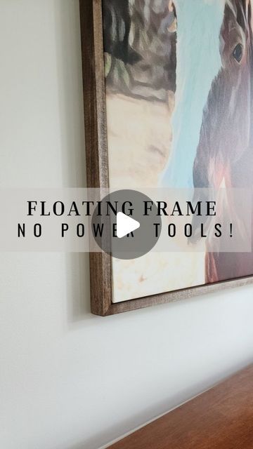 Mary Johanson | DIY Tutorials + Home Maintenance & Inspiration on Instagram: "✨️What do you think? [AD] With the help of @thegorillagluecompany I challenged myself to make a wood floating frame with NO power tools! Can you believe this was only around $40? ✨️40x30 canvas so the outer dimensions of the frame are 41.75" x 31.75" (leaves a small gap around for floating look) ✨️ 2, 1"x3" 8ft poplar boards $10 each ✨️ miter saw box $12 ✨️ Wood glue (my favorite is Gorilla brand) ✨️ 16 gauge brad nails (had on hand) ✨️ hammer ✨️ corner clamp optional but helpful ✨️ inexpensive staple gun #gorillawoodglue #gorillaglue #diytutorial #diyhomeimprovement #woodframe #floatingframe #pictureframe #canvas #diyhomeprojects #diyhacks" How To Make A Floater Frame, Diy Floating Frame For Canvas Easy, Diy Floating Picture Frame, Floating Frames For Canvas Art, How To Frame A Canvas, How To Frame Canvas Art, Diy Floating Frame For Canvas, Floating Frame Diy, Diy Float Frame