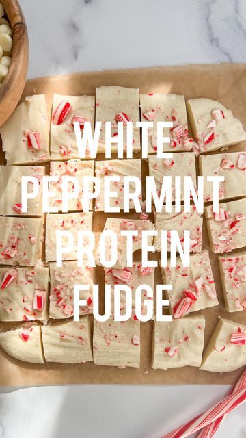 Clean Simple Eats White Chocolate Peppermint Protein Shake, Lily's Peppermint Chips Recipes, Protein Peppermint Bark, Peppermint Protein Shake, Protein Fudge, Peppermint Bark Recipes, Bark Recipes, Peppermint Recipes, Clean Simple Eats