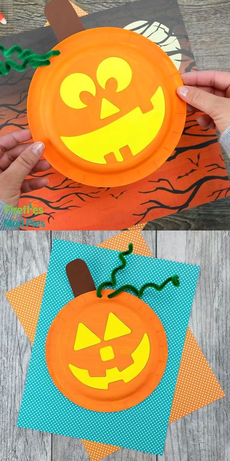 Just in time for Halloween, kids of all ages will enjoy creating this adorable paper plate pumpkin craft with paper plates, paint, and pipe cleaners. This easy kids craft requires basic supplies, making it perfect for home or school. #pumpkincraft #paperplatepumpkin Craft With Paper Plates, Paper Plate Pumpkin Craft, Paper Plate Pumpkin, Pumpkin Crafts Preschool, Craft With Paper, Halloween Crafts Preschool, Pumpkin Craft, Halloween Crafts For Toddlers, Fun Halloween Crafts