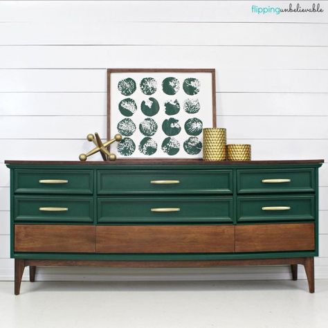 Painting Basics, Mcm Dresser, Green Painted Furniture, Green Dresser, General Finishes, Green Furniture, Furniture Rehab, Diy Furniture Renovation, Summer Plans