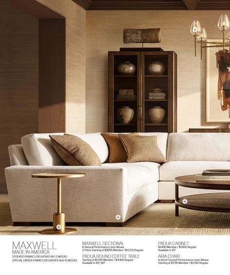 RH Source Books RH Interiors 174 Rh Maxwell Sectional, Rh Maxwell Sofa, Rh Interiors, Restoration Hardware Inspiration, Restoration Hardware Modern, Restoration Hardware Sofa, Restoration Hardware Living Room, Rh Interior Design, Greek Homes