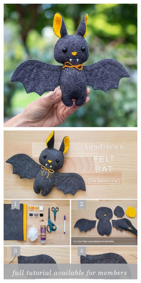 DIY Fabric Bat Plush Free Sewing Patterns | Fabric Art DIY Diy Bat Stuffed Animal, Free Sewing Animal Patterns, Free Bat Pattern Sewing, Halloween Doll Sewing Patterns, Halloween Stuffed Animals Diy, 2023 Sewing Projects, Halloween Plush Pattern, Sewing Patterns Halloween, Free Stuffie Sewing Patterns