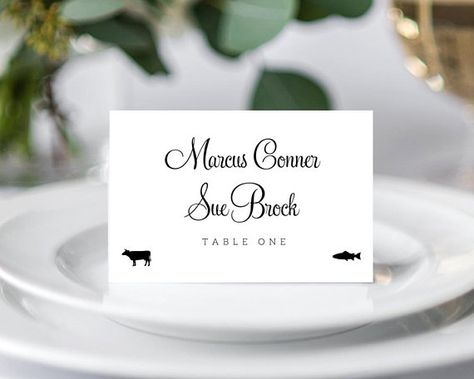 Place Cards With Meal Choice, Ceremony Program Template, Place Setting Cards, Printable Place Cards, Meal Options, Weddings Receptions, Place Card Template, Seating Chart Template, Seating Cards