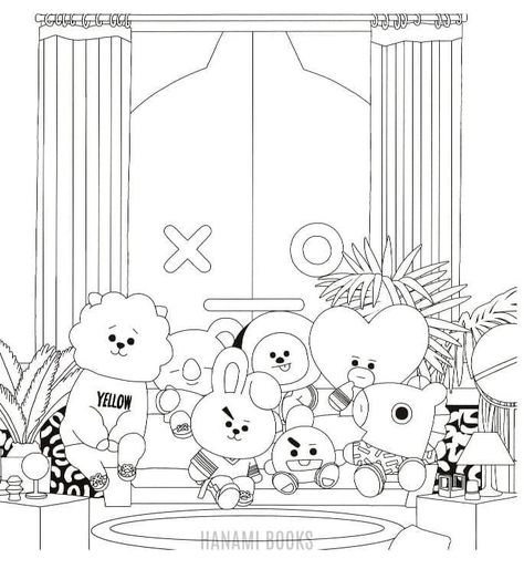 BT21 to Color coloring page Black And White Cartoon Characters, Bt21 Coloring Pages, Koya Bt21, Baby Room Themes, Happy To Meet You, Black And White Cartoon, Army Wallpaper, Funny Phone Wallpaper, Hippie Wallpaper