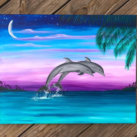 Excited to share this item from my #etsy shop: Dolphin dreams #oceandecor#golphins#dolphinart#dolphinprint#dolphinpainting Dolphin Painting, Dolphin Art, Mermaid Painting, Small Canvas Paintings, Simple Canvas Paintings, Easy Canvas, Easy Canvas Painting, Art Painting Gallery, Ocean Painting