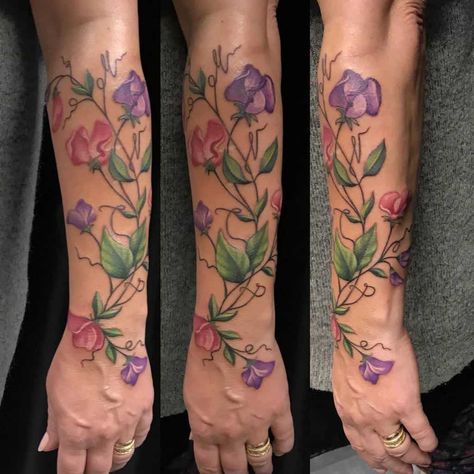 Sweetpea Flower Tattoo, Sweat Pea Tattoo, Pea Flower Tattoo, Sweet Pea Flower Tattoo, Pea Tattoo, Sweet Pea Tattoo, Rose Vine Tattoos, Flower Vine Tattoos, Sweet Pea Flower