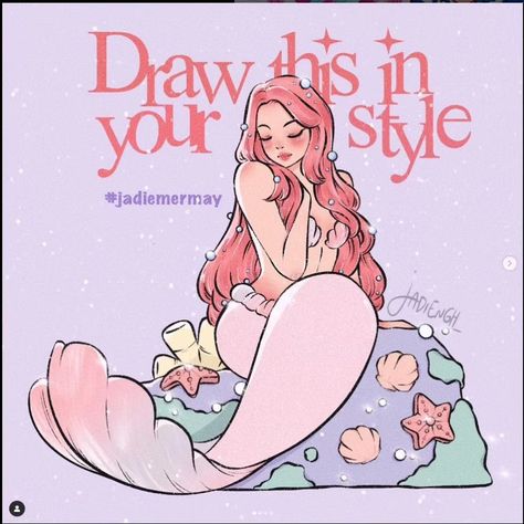 For my first #mermay ever, I choose to draw a mermaid by awesome @jadiengh It was a pleasure to paint such a lively character #jadiemermay I am so inspired by the mermay theme, I think 🤔 I will do some more. I took an interest in crown theme by @elby.draws . Wish me good luck 👍 #mermay2024 #mermaychallenge #artchallenge2024 #mermaid #mermay #mermayprompts #mermayart #instagramalgorithm #popularart #drawingchallenge #instagramchallenge #artist #art Draw This In Your Style Challenge, Dtiys Art Challenge, Draw A Mermaid, Crown Theme, Chanel Art Print, 30 Day Drawing Challenge, Alien Drawings, Mermaid Illustration, Art Challenges