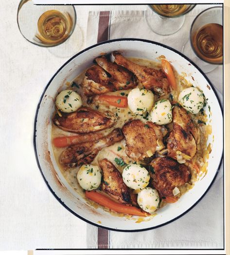 Chicken in Riesling Recipe | Epicurious Easy One Pot Meals, French Dishes, Braised Chicken, French Cooking, Riesling, One Pot Meals, Easy Chicken, Chicken Dishes, The Table