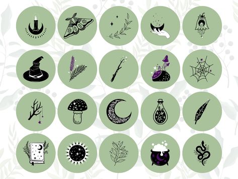 - Download these free witchy Instagram highlight cover icons to add a touch of magic to your profile! #witchy #instagram #highlight Witchy Instagram Highlight Covers, Instagram Highlight Covers Green, Witchy Icons, Witchy Instagram, Instagram Highlight Covers Icons, Plant Insects, Instagram Decor, Witch Cauldron, Box Icon