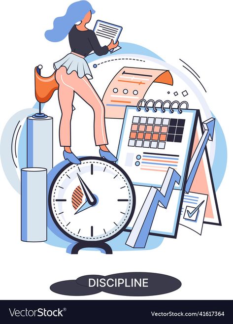 Self Discipline Images, Self Control Illustration, Discipline Images, Discipline Illustration, Time Vector, Implementation Plan, Person Drawing, Organization And Management, Self Organization