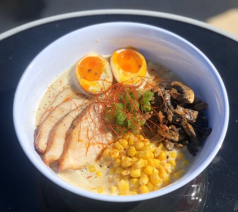 Homemade miso tori paitan ramen #food #meal #foods #healthyfood #keto Paitan Ramen, Sous Vide Pork Tenderloin, Homemade Miso, Sous Vide Pork, Ramen Food, Buttered Corn, Soft Boiled Eggs, Sauteed Mushrooms, Tasting Menu