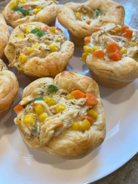 MUFFIN TIN CHICKEN POT PIES Turkey Pot Pie Muffin Tin, Chicken Pot Pie Cups Muffin Tins, Puff Pastry Chicken Pot Pie Muffin Tin, Muffin Tin Chicken Pot Pies, Chicken Pot Pie Muffin Tin, Muffin Pan Chicken Pot Pie Recipe, Chicken Pot Pie Recipe Muffin Tins, Muffin Tin Meals Dinner, Chicken Pot Pie In Muffin Tins