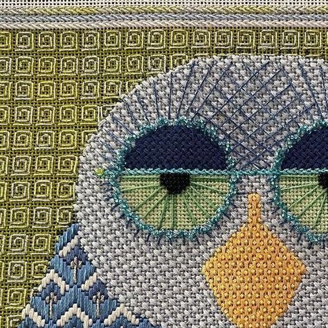 What’s The Point on Instagram: "Owl by Zecca" Zecca Needlepoint, Needlepoint Birds, Santa Canvas, Needlework Christmas, Christmas Needlepoint, Needlepoint Ideas, Bargello Needlepoint, Needlepoint Stitch, Bird Canvas