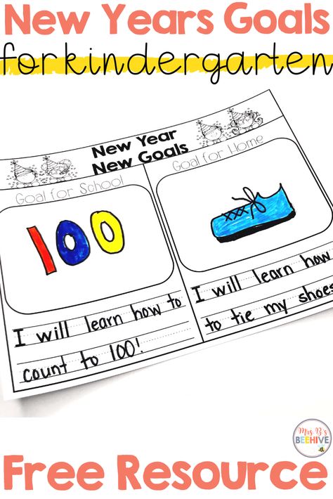 Teach kindergarten students to develop a growth mindset by setting new years resolutions for both home and school. Kindergarten New Years Resolution, New Years For Kindergarten, New Years Writing Kindergarten, New Year Activities Kindergarten, New Years Activity Kindergarten, New Years In Kindergarten, New Year Kindergarten Craft, New Years Activities Kindergarten, Kindergarten New Years Crafts