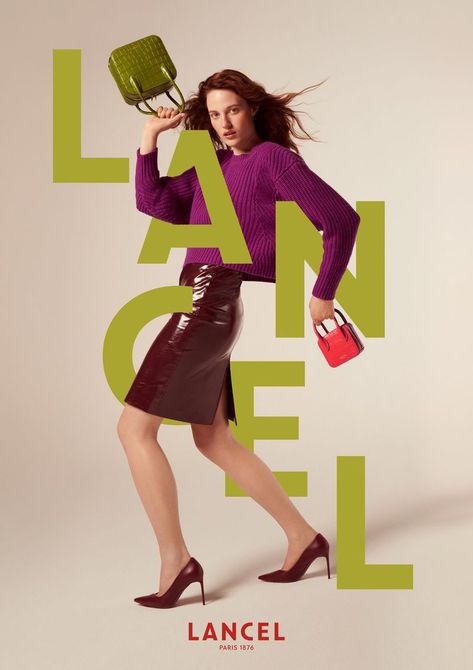 Lancel A/W 20 Campaign (Lancel) Typography Ads, Business Fonts, Polish Models, Billboard Design, Professional Fonts, Fun Photoshoot, Fun Hair, Stylish Fonts, Bold Fonts