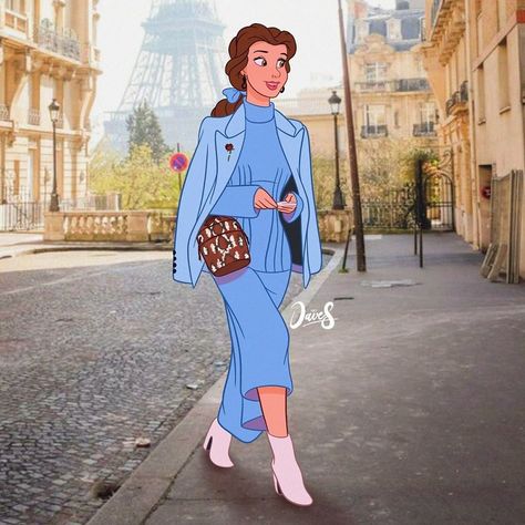 (#03) Belle | 47 Pics of Disney Characters If They Were Fashion Models Putri Aurora, Princesse Disney Swag, Bella Disney, Lindo Disney, Modern Disney Characters, Disney Princess Outfits, Foto Disney, Image Princesse Disney, Disney Belle