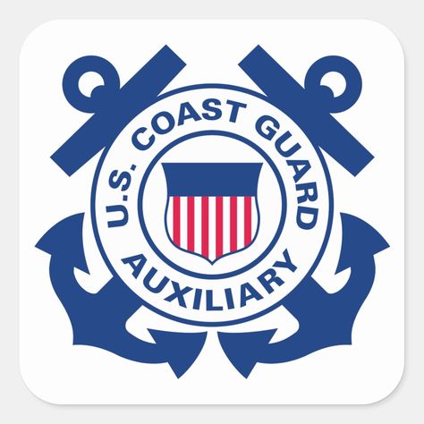 Coast Guard Auxiliary Square Sticker Coast Gaurd, Coast Guard Auxiliary, Welcome Signs, Coast Guard, Chicago Cubs Logo, Sesame Street, Sign Poster, Custom Accessories, Sport Team Logos