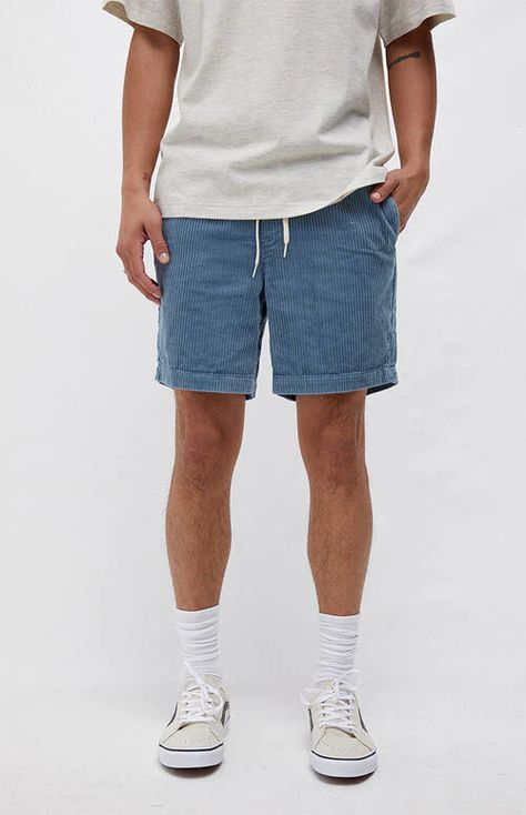 Blue Corduroy Volley Shorts Curdoroy Shorts Men, Mens Corduroy Shorts, Curdoroy Outfits Men, Venroy Shorts, Corduroy Shorts Outfit Men, Light Blue Shorts Outfit Men, Celana Corduroy, Light Blue Shorts Outfit, Lounge Shorts Outfit