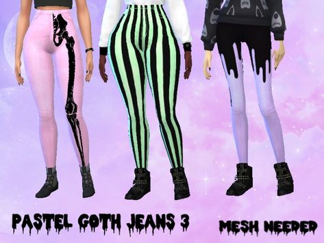 Pastel Goth Sims 4 Cc, Pastel Goth Sims 4, Sims 4 Cc Pastel Goth, Sims 4 Pastel Goth Cc, Sims 4 Pastel Goth Cc Maxis Match, Goth Jeans, Pastel Goth Pattern, Aesthetics List, 2010s Pastel Goth