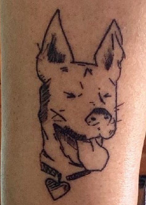 Non Cheesy Dog Tattoo, Growling Dog Tattoo, Dog Tattoo Memorial, Cerebus Dog Tattoo, Dog Head Tattoo, Small Neck Tattoos, Simpsons Tattoo, Neon Tattoo, Woodcut Tattoo