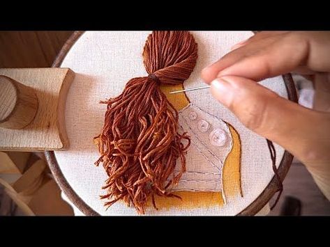 Girl and hair embroidery tutorial || Doll embroidery || Embroidery for beginners || Hair Embroidery, Doll Embroidery, Machine Embroidery Tutorials, Portrait Embroidery, Hand Embroidery Patterns Flowers, Embroidery Tutorial, Embroidery Stitches Tutorial, Hand Embroidery Projects, Brazilian Embroidery