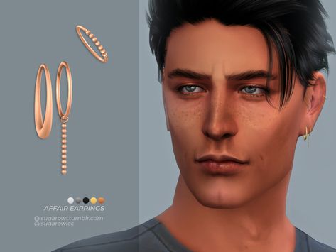 The Sims Resource - Affair earrings | Left Male Earrings, Accessories Male, Ice Hair, Male Sims, Men's Piercings, Sims 4 Piercings, Aqua Earrings, Free Sims 4, Full Body Tattoo