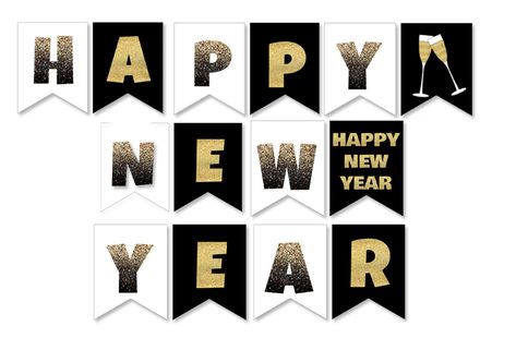 Free Printable Happy New Year Banner Happy New Year Banner, New Year Banner, Glue Stick, Print Out, New Years Decorations, Printer Paper, Clothespins, New Years Party, Kids Birthday Party