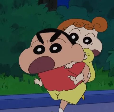 Shinchan With Himawari, Shin Chan Himawari, Himawari Shinchan, Shinchan And Himawari, Shinchan Aesthetic, Shinchan Cartoon, Study Stickers, Brother And Sister Relationship, Raksha Bandhan Wishes