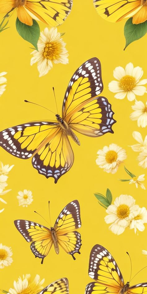 Yellow Girly Wallpaper, Yellow Butterfly Wallpaper, Pretty Backrounds, Desktop Wallpaper Fall, Yellow Wallpapers, Rainbow Wallpaper Iphone, Butterfly Aesthetic, Yellow Butterflies, Designer Board