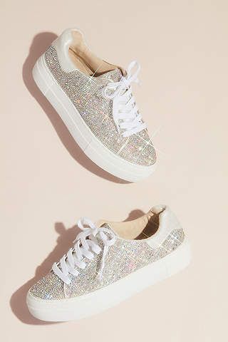 View Sparkly Crystal Platform Sneakers SBBRET Sparkly Sneakers, Bride Sneakers, Bridesmaids Heels, Sparkly Wedding Shoes, Bridal Sneakers, Perfect Wedding Shoes, Wedding Sneakers, Sparkly Wedding, Bridal Wedding Shoes