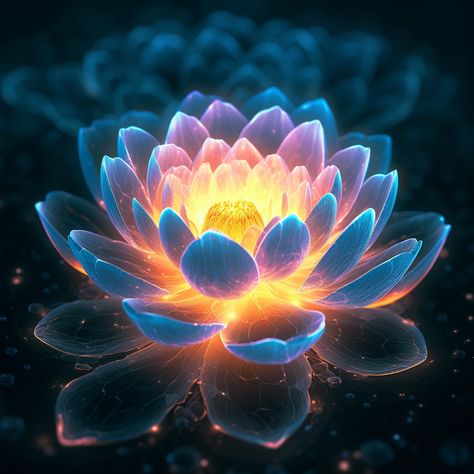 Lotus Fantasy Art, Glowing Lotus Flower, Glowing Lotus, Blue Lotus Tattoo, Dark Lotus, Lunar Flowers, Glowing Flowers, Lotus Flower Pictures, Gothic Flowers