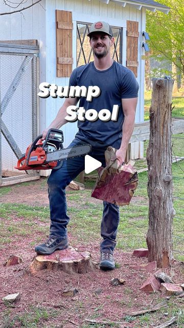 Addison Self | What do you think about this stump stool?

#woodworking #homesteading #outdoorliving | Instagram Stump Chair, Tree Stump Furniture, Stump Stool, Tree Stump Decor, Log Chairs, Log Stools, Tree Stump, Garden Crafts, Hidden Storage