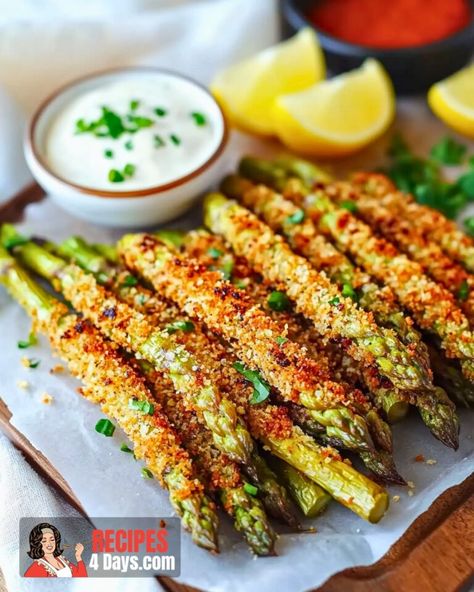 Homemade V8 Juice Asparagus Fries Air Fryer, Panko Asparagus, Baked Asparagus Fries, Homemade V8 Juice, Crispy Asparagus, Crispy Vegetables, Table Meals, Fried Asparagus, Air Fryer Asparagus