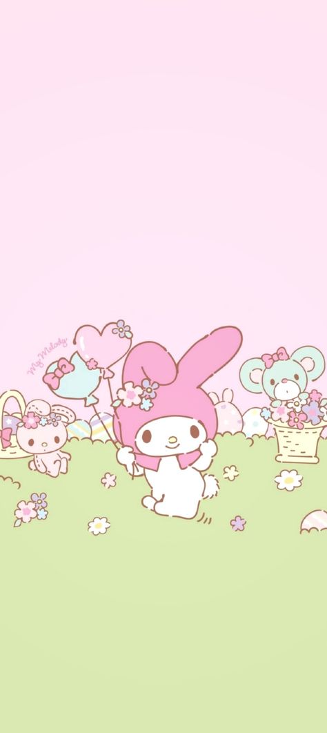 My Melody Easter Wallpaper, Spring Sanrio Wallpaper, My Melody Winter Wallpaper, Spring Hello Kitty Wallpaper, My Melody Invitation, My Melody Lockscreen, My Melody Wallpaper Iphone, My Melody Background, Spring Hello Kitty