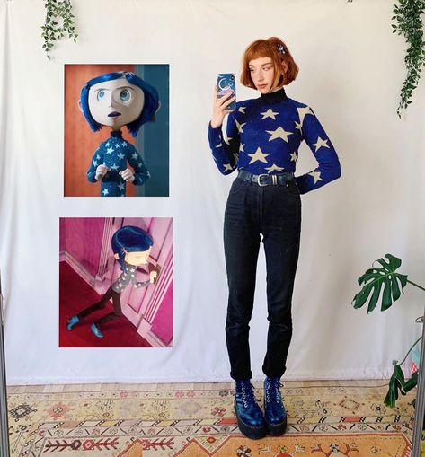 °。☽ ⋆ ° LIBBY °・☆ 。°’s Instagram photo: “💫 A Coraline inspired look book 💫 Which look is ur fav??? I’ve been obsessed with her star jumper outfit for too long and the other mother…” Coraline Star Outfit, Coraline Jumper, Coraline Outfit Ideas, Coraline Aesthetic Outfit, Coraline Inspired Outfit, Coraline Style, Coraline Outfit, Coraline Halloween Costume, Liberty Mai