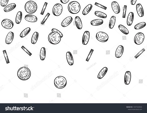 Seamless background with falling coins. Sketch of money flowing top down, big pile of cash, treasure concept. Black and white hand drawn vector illustration isolated on white background. #Ad , #SPONSORED, #flowing#money#top#pile Humble Hustle, Money Notes, Donate Money, Sketch Poses, Blackout Poetry, Hand Drawn Vector Illustrations, Cartoon Sketches, Hand Drawn Vector, Black And White Aesthetic